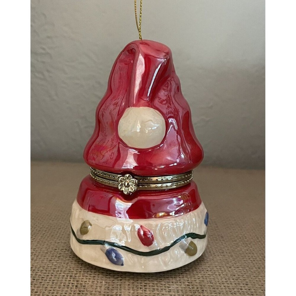 Mr. Christmas - Santa Hat Music Box Ornament with Hinge, Jingle Bells, Holidays